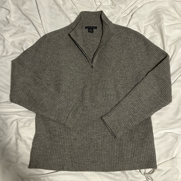 Banana Republic Wool/Camel Hair Blend Grey Quarter Zip Sweater - M - Picture 1 of 8